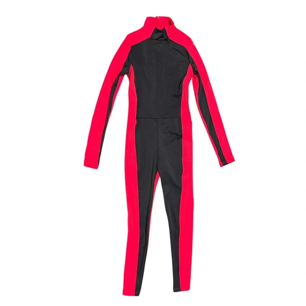 Weissman Black Red Two Tone Unitard MC LC Jazz Dance Costume